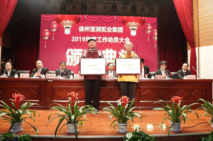 徐州寶潤實(shí)業(yè)集團(tuán)2019年度工作動員大會---集團(tuán)公司領(lǐng)導(dǎo)為先進(jìn)單位和先進(jìn)個人代表頒獎